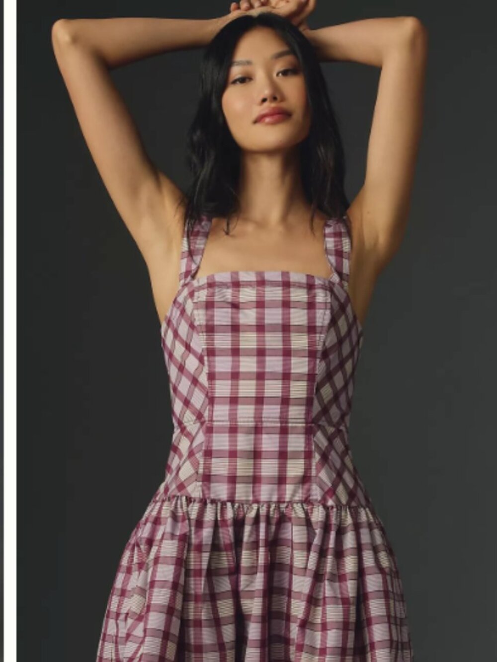 NWT Maeve Anthropologie Lavender & White Gingham-Style Dress Sz 16